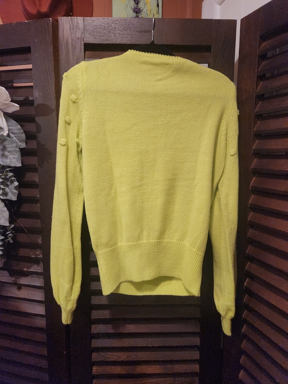 Sugar Neon Yellow Pom-Pom Crewneck Sweater - Picture 3 of 3